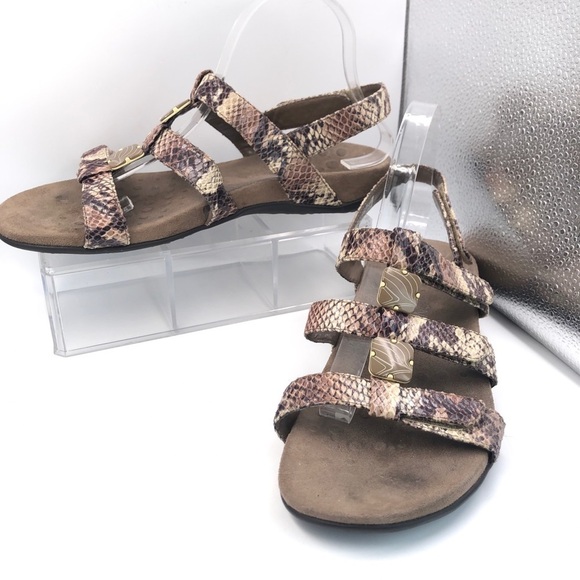 Vionic Amber Sandals Sz 10 M Natural Snake Velcro - Picture 3 of 16